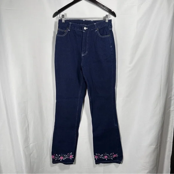 Vintage Polo Ralph Lauren Girls Jeans 100% Cotton Embroidered Floral Hem Y2K 5/6